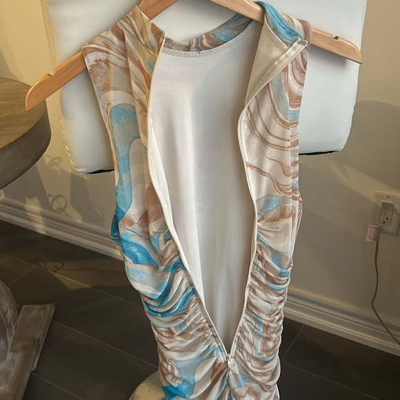 Privy Privately Privileged Ruched Bodycon Multicolour Sleeveless Midi Dress - Picture 10 of 15